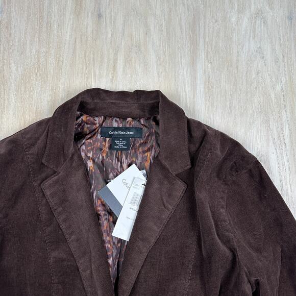 NWT Calvin Klein Brown Corduroy Single Button Casual Western Minimalist Blazer M - Picture 3 of 16